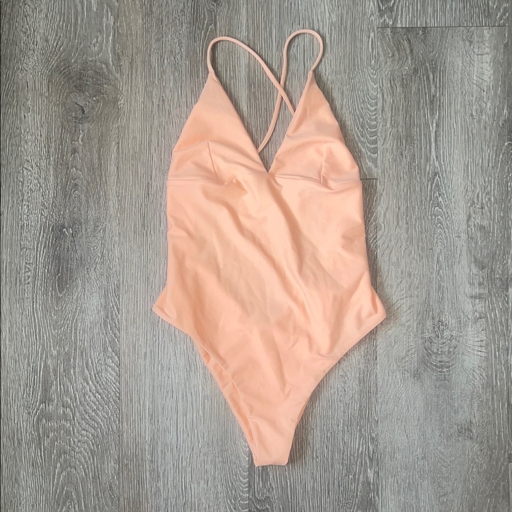Aggie cheeky size large Peach One-Piece Swimsuit